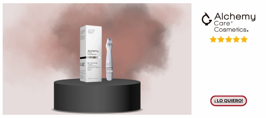mecanismo roll-on con bio flavonoides que descongestionan y favorecen la circulación del contorno de los ojos