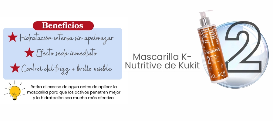 mascarilla k-nutritive mascarilla k-nutritive de kukit para cabellos secos y muy secos con control de frizz