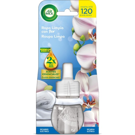Ambientador Airwick Essential Oil Ropa Limpia con Flor Recambio 0