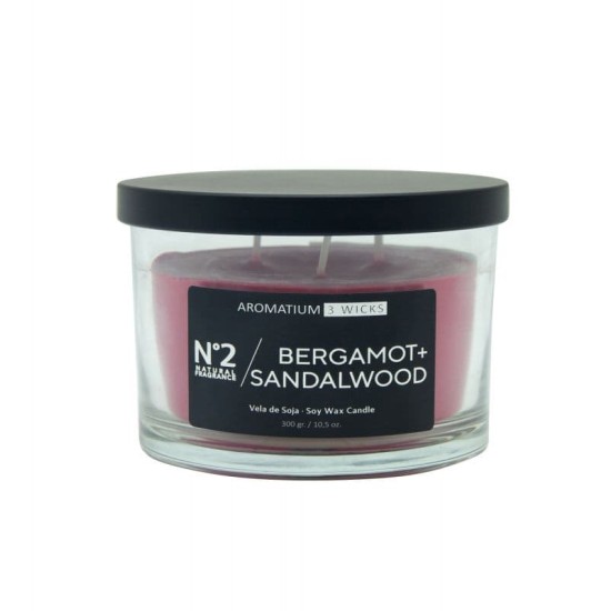 Ambientador Vela Aromatium Bergamota Sandalwood 3 Mechas 0