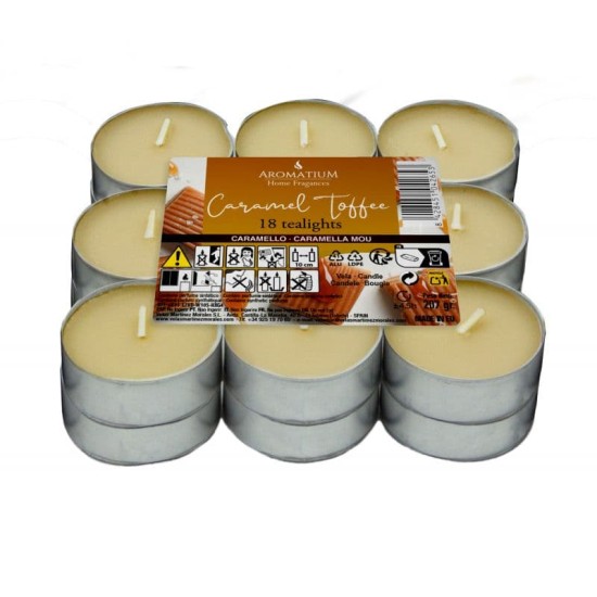 Ambientador Vela Aromatium Pack 18 Tealights Caramel Tofee 0