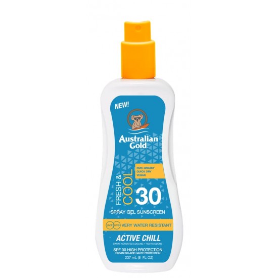 Australian Gold Spf 30 Spray Gel Very Water Resist Active Chill 237 Ml 0