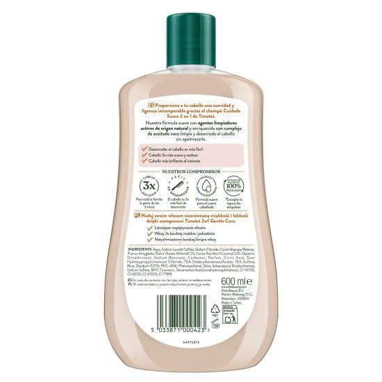 Champú Timotei 2En1 Delicado Almendras 600Ml 1