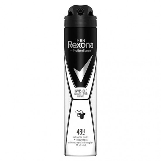 Desodorante Rexona Men Invisible Black+White Spray 200Ml 0