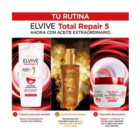 Elvive Total Repair Pack Champú + Aceite Extraordinario 3