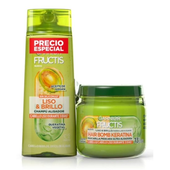 Fructis Pack Champú + Mascarilla Liso & Brillo 0