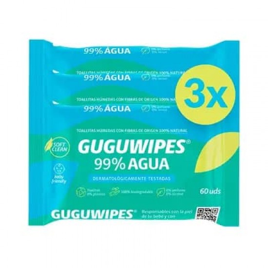 Guguwipes Toallitas Infantiles 99% Agua 3 x 60 unid 0