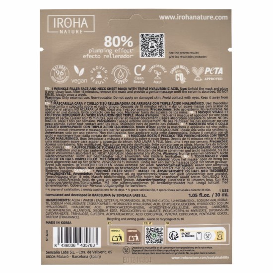 Iroha Mascarilla Wrinkle Filler & Anti-Age 1UD 1