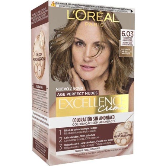 L\'Oreal Excellence Creme Age Perfect Nudes 6.03 Castaño Claro Dorado 1