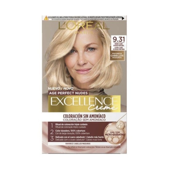 L\'Oreal Excellence Creme Age Perfect Nudes 9.31 Rubio Claro Dorado 0
