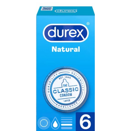 Preservativos Durex Natural Classic Condom Latex 6 Und 0