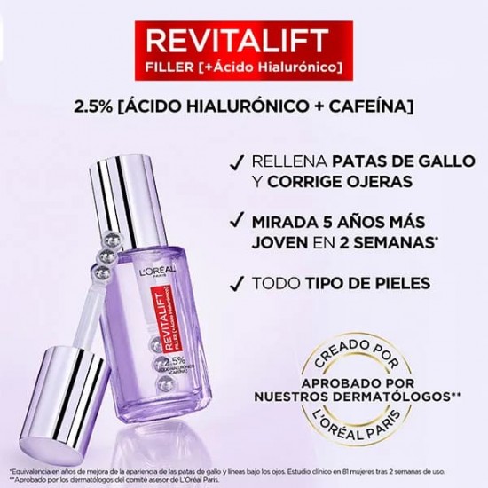 Loreal Revitalift Filler Serum Ojos Hialurónico Puro Rellena Arrugas 20 Ml 2