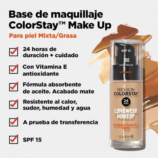 Revlon Colorstay Makeup Piel Mixta/Grasa 240 Medium Beige 3