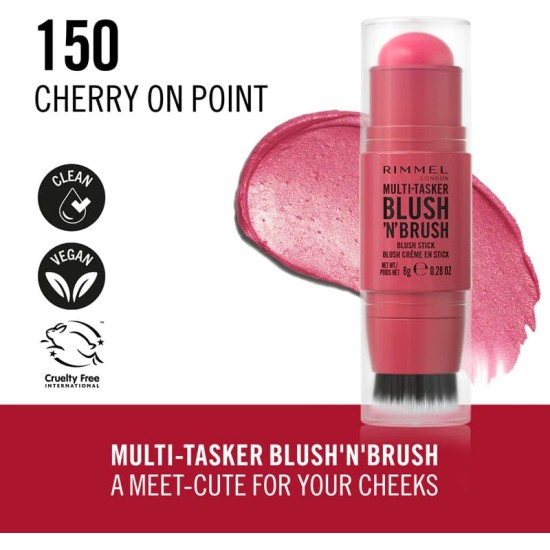 Rimmel Multi-Tasker Blush\'N\'brush 150 Cherry On Point 1