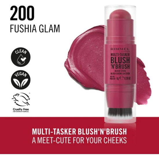 Rimmel Multi-Tasker Blush\'N\'brush 200 Fushia Glam 1
