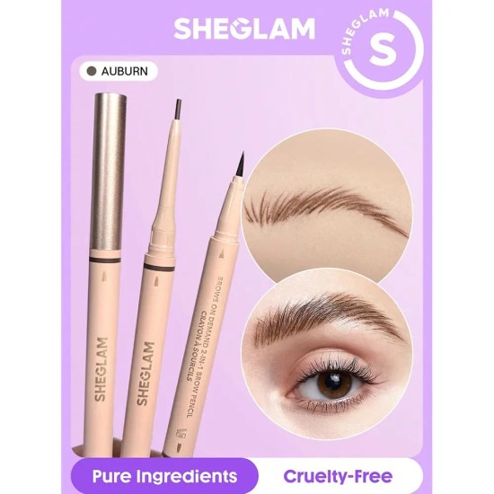 Sheglam Lápiz de Cejas 2en1 Brows On Demand Castaño Rojizo 1