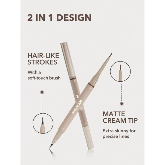 Sheglam Lápiz de Cejas 2en1 Brows On Demand Castaño Rojizo 3