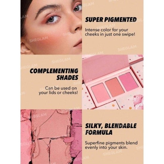 Sheglam Trío Paleta de Coloretes Sweet Cheeks Enamored 3