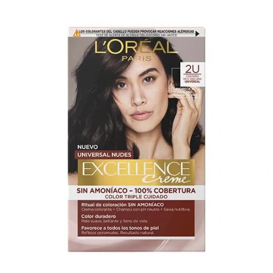 Tinte Pelo Loreal Excellence Universal Nudes Creme 2U Castaño Muy Oscuro 0