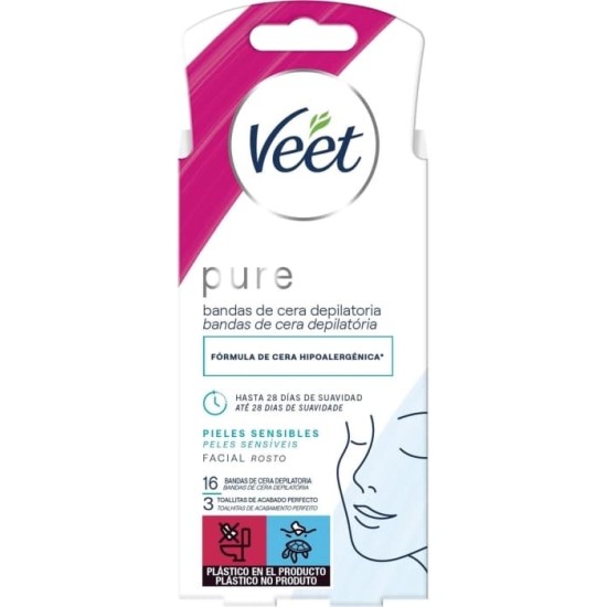 Veet Pure Cera Bandas Faciales 16 UD 0
