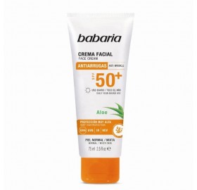 Babaria Crema Facial Antiarrugas Aloe SPF50+